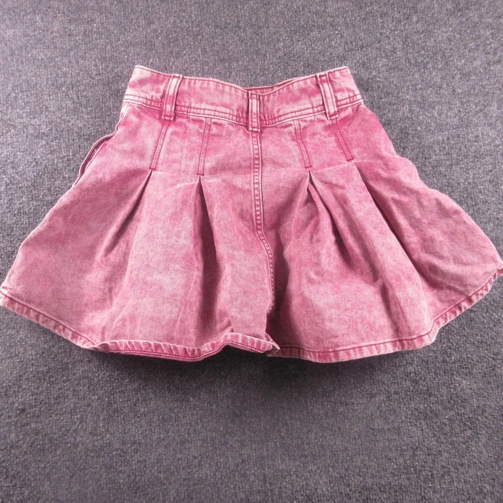 Gap American Girl Skirt Girls 10 Pink Denim Pleated Adjustable‎ Snap Waist